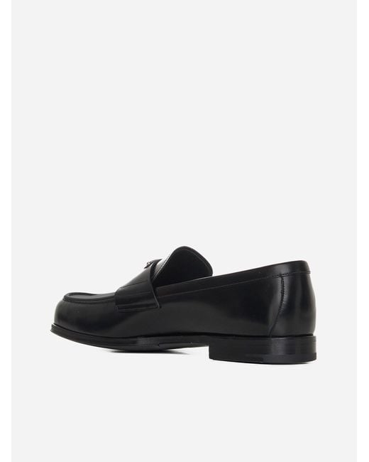 Prada Black Leather Penny Loafers for men