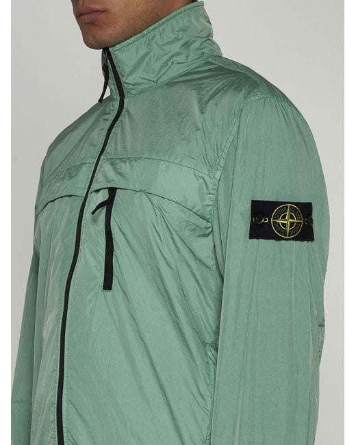 Stone Island Green High-collar Nylon Jacket for men
