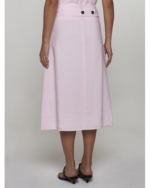 Studio Nicholson Pink Foley Viscose-blend Midi Wrap Skirt