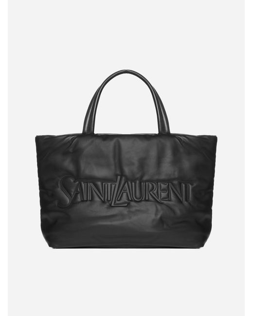 Saint Laurent Black Logo Leather Tote Bag for men