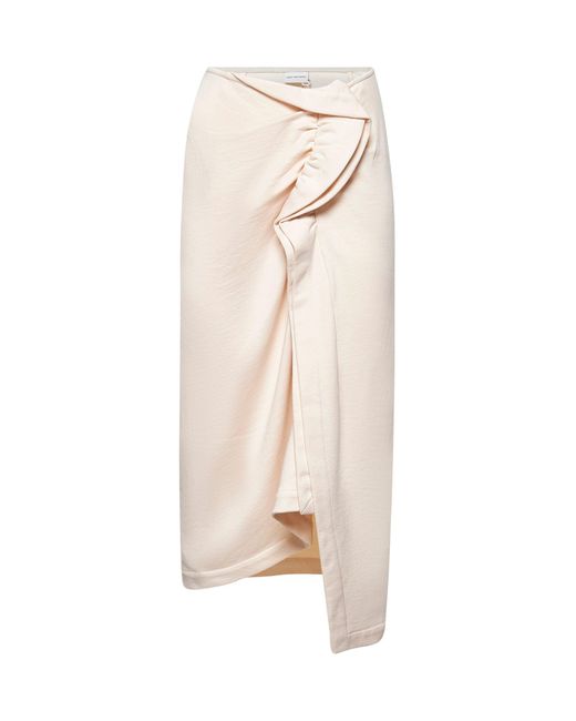 Dries Van Noten Natural Ecru Cotton Draped Midi Skirt
