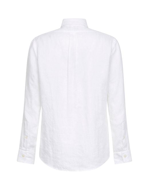 Polo Ralph Lauren White Linen Custom-Fit Shirt for men