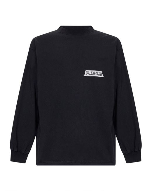 Balenciaga Blue Masking Tape Long Sleeve Large Fit T-Shirt for men