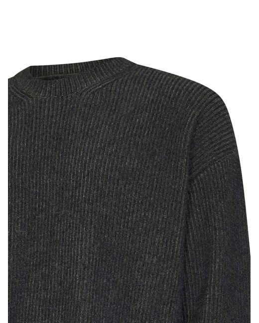Uma Wang Black And Ribbed Cashmere Knit Crewneck Sweater for men