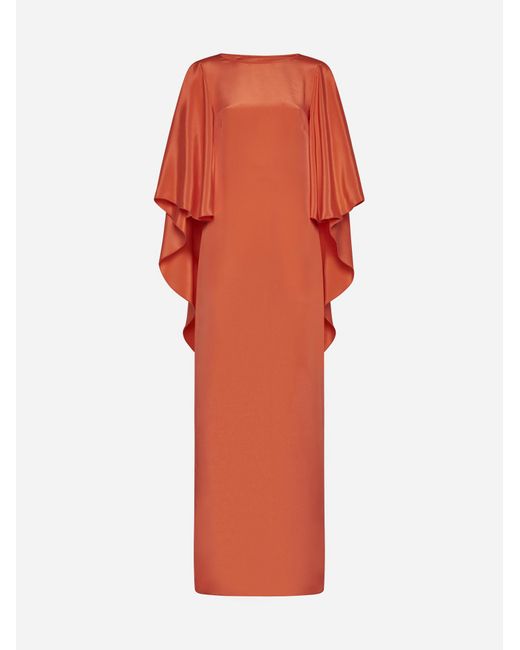 Max Mara Pianoforte Orange Baleari Silk Long Dress