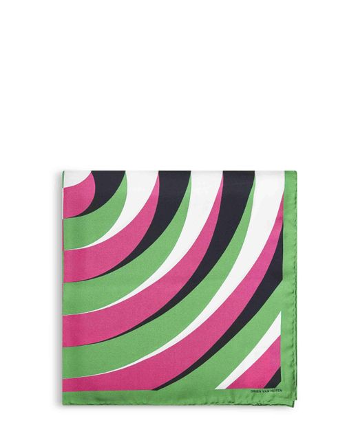 Dries Van Noten White Graphic-Print Silk Square Scarf