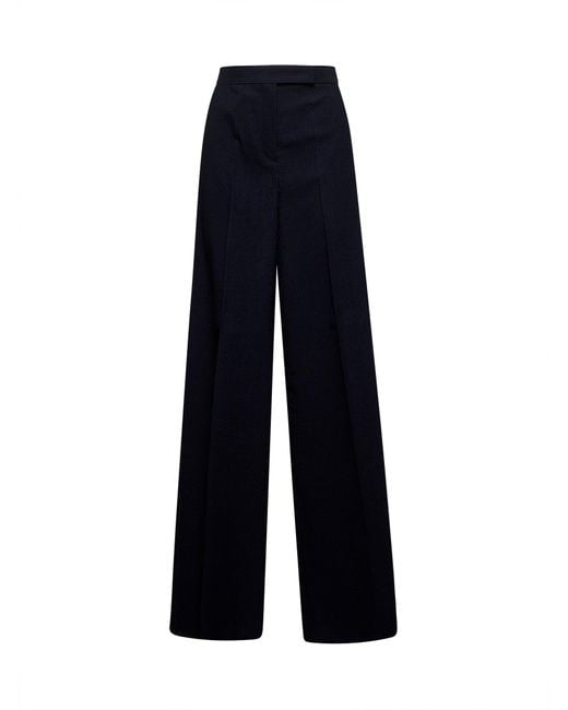 Max Mara Blue Wool Cordonet Osol Trousers