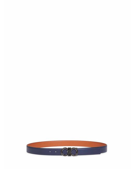 Ferragamo White Two-Tone Gancini Reversible Belt for men