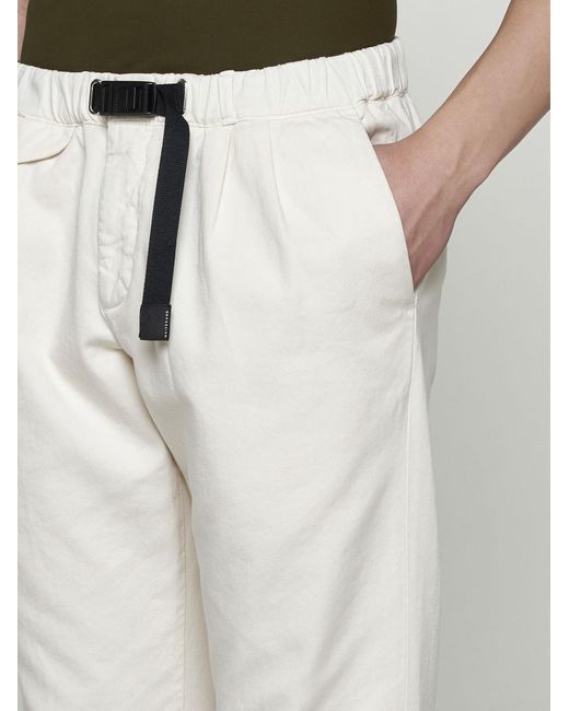 White Sand White Belted Cotton Trousers for men