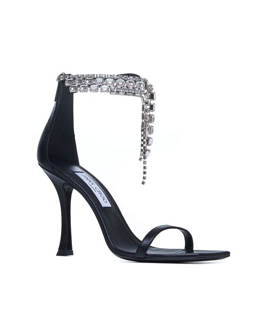 Jimmy Choo White Verity 100 Crystals Leather Sandals