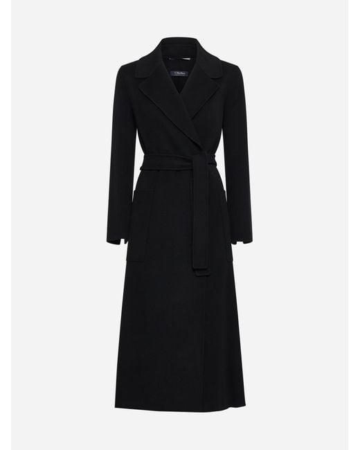 Max Mara Black Paolore Belted Wool Coat