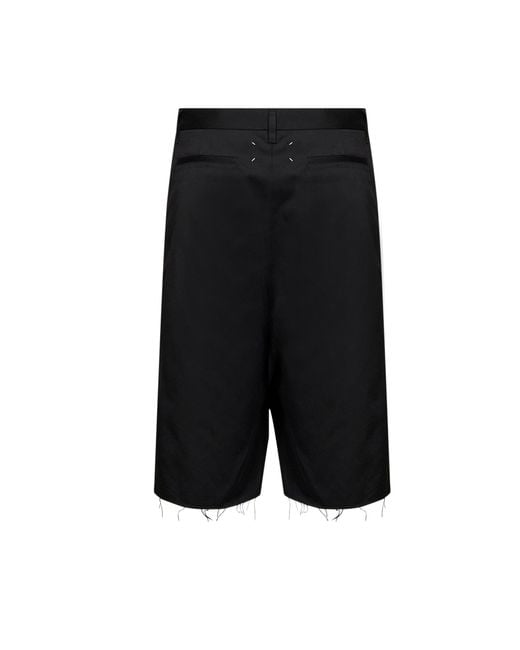 Maison Margiela Black Cotton Blend Wrap Bermuda Shorts