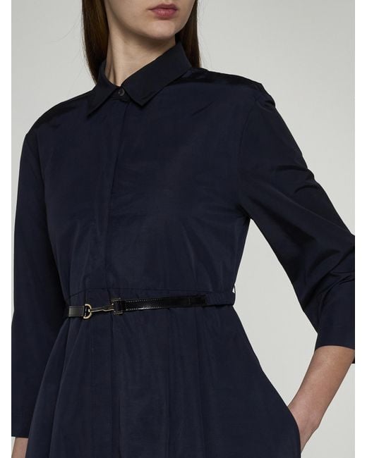 Max Mara Blue Emilia Cotton-blend Shirt Dress