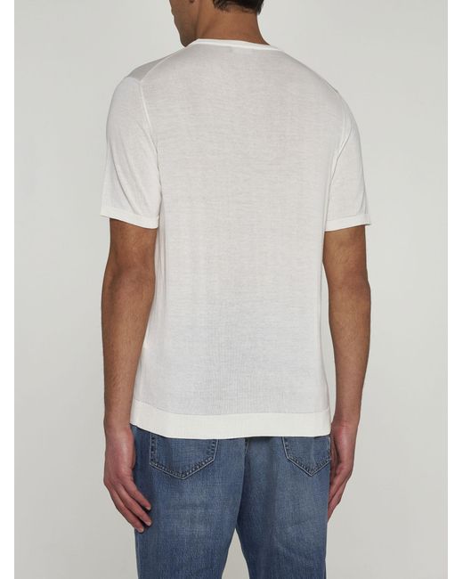 Roberto Collina White Cotton Knit T-shirt for men