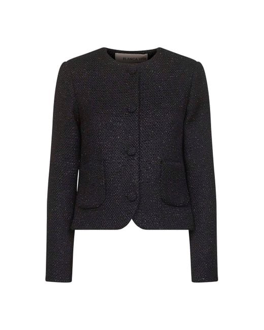 Blanca Vita Black Onyx Lamé Bouclé Glinda Jacket