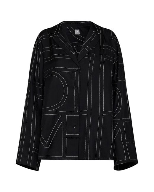 Totême Black Silk Pj Shirt Monogram