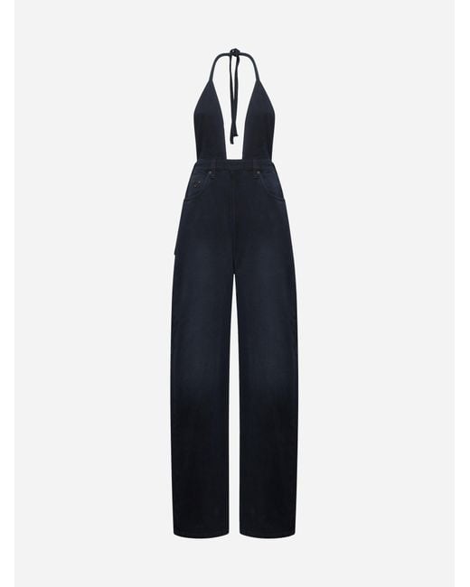 Prada Blue Denim Halter Jumpsuit