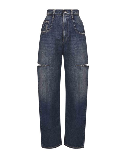 Maison Margiela Blue Denim Slash Details Jeans