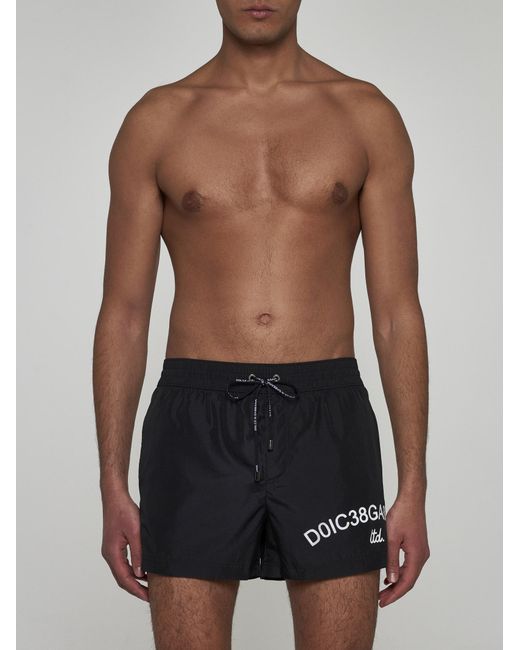 Dolce & Gabbana Black Logo Swim Shorts for men