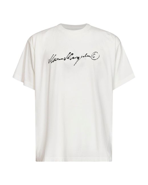 MM6 by Maison Margiela White Overdyed Jersey Printed T-Shirt for men