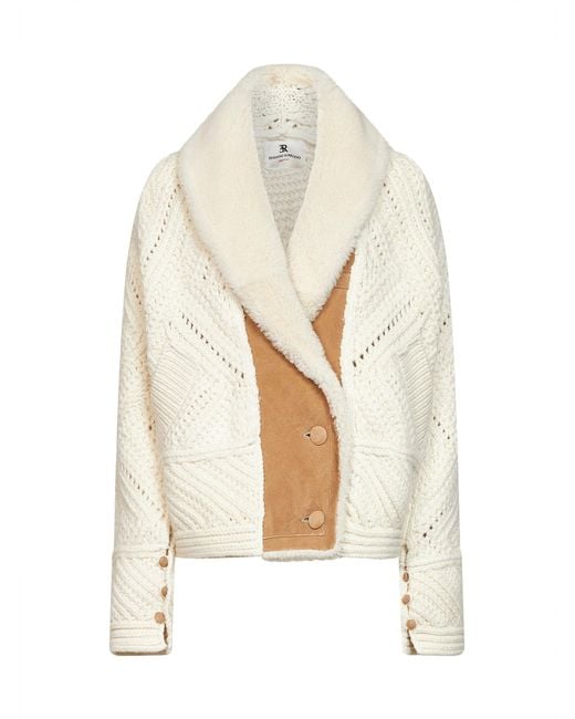 Ermanno Scervino White Ivory Knit Wool Jacket With Suede Inserts