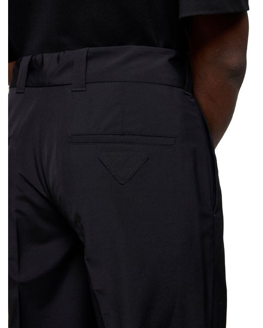 Prada Abbigliamento Blue Wool Blend Tailored Trousers for men