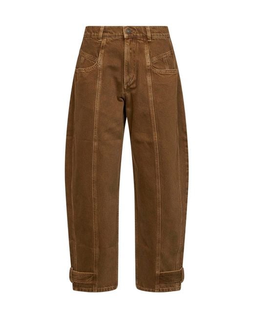 Isabel Marant Brown Cotton Denim Leya Barrel Jeans