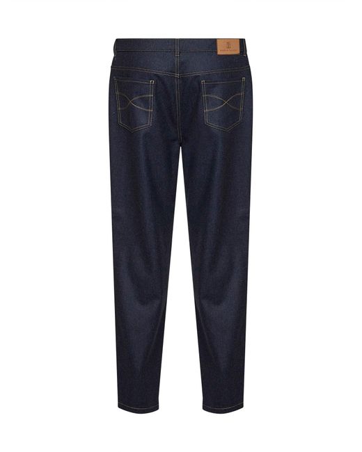 Brunello Cucinelli Blue Virgin Wool Flannel Five-Pocket Trousers for men