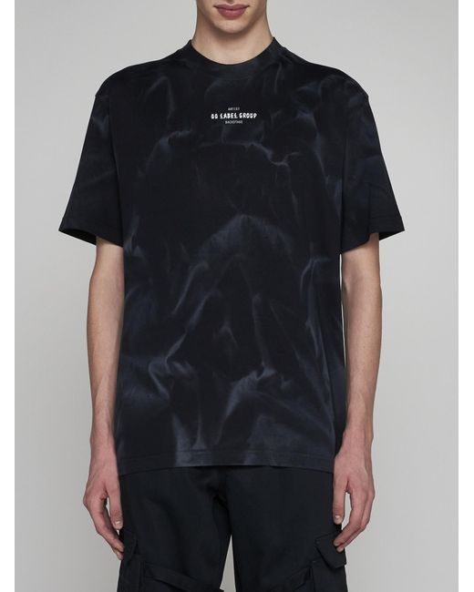 44 Label Group Black Smoke Logo Cotton T-shirt for men