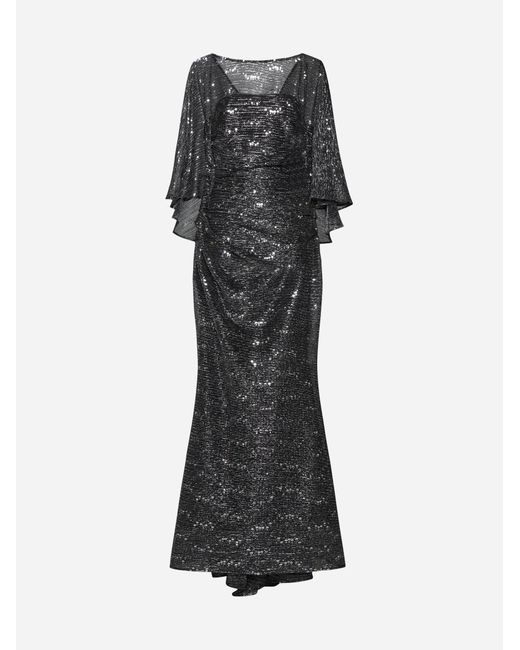 Talbot Runhof Black Sequined Lame' Evening Dress