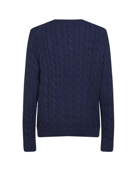 Polo Ralph Lauren Blue Bright Cable Knit Cotton Crewneck Sweater for men