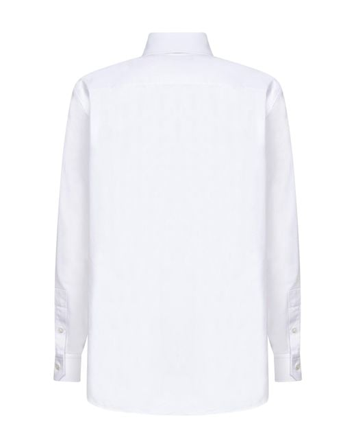 Gucci White Cotton Poplin Embroidered Shirt for men