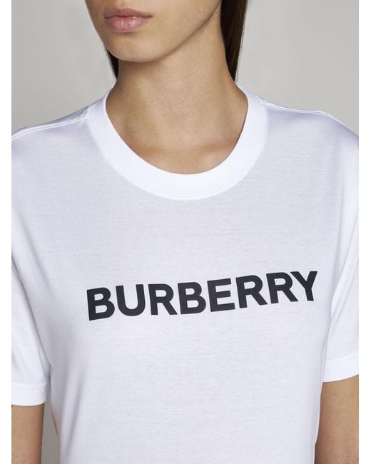 Burberry White Margot Logo Cotton T-shirt