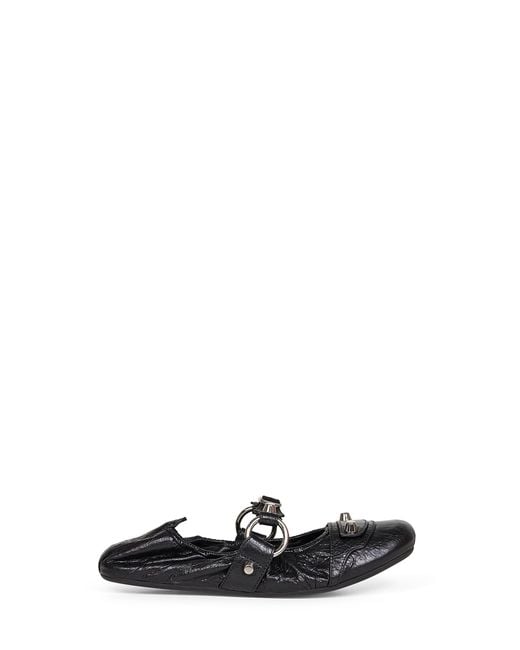 Balenciaga White Arena Lambskin City Ballet Flats