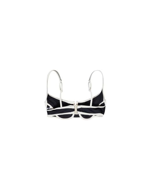 Mc2 Saint Barth White Lycra Amira String Balconette Bikini Top With Trims