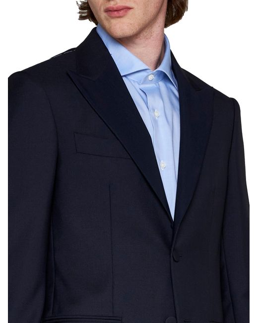 D 40 Blue Single-Breasted Wool Suit By D4.0 for men