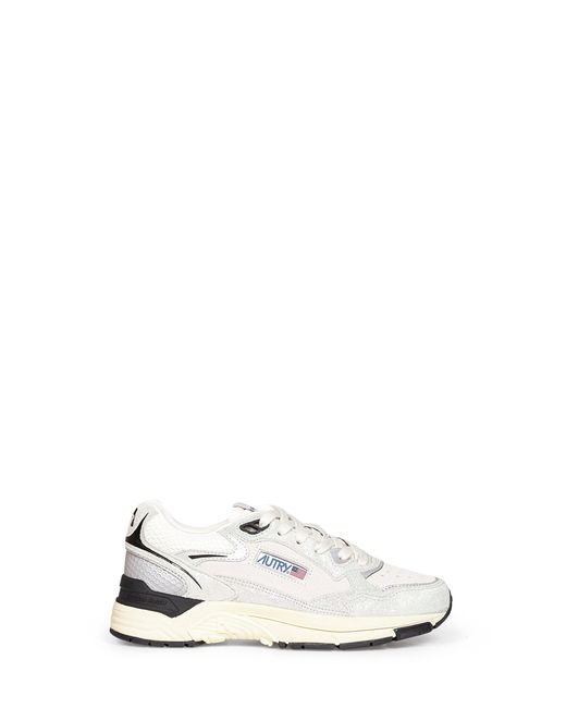 Autry White Mesh And Glitter Leather Hyperway Sneakers