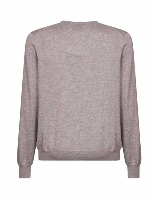 D 40 Gray Virgin Wool Knit Crewneck Sweater for men