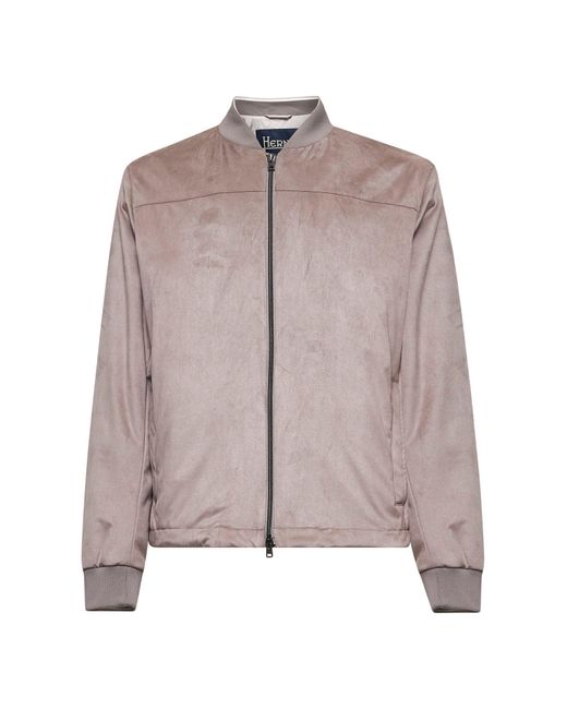 Herno Brown Dove Suede Effect Bomber Jacket for men
