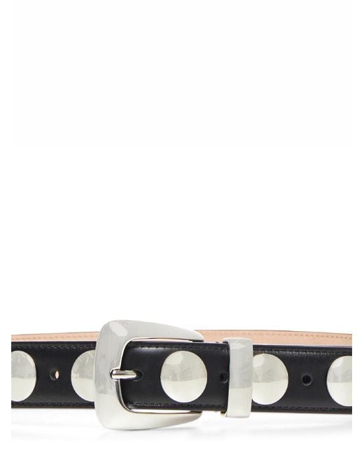 Khaite White Leather Belt With Studs