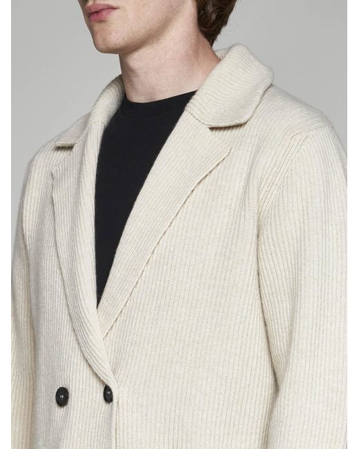 Roberto Collina White Wool And Cashmere Cardigan for men