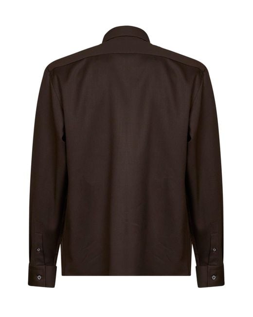 D 40 Brown Virgin Wool Overshirt for men