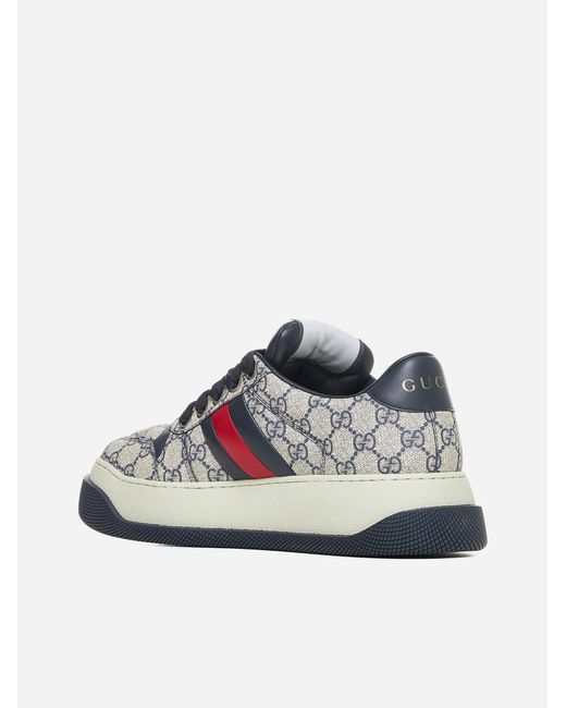 Gucci White Double Screener GG Fabric Sneakers for men