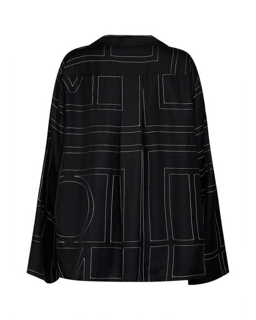 Totême Black Silk Pj Shirt Monogram