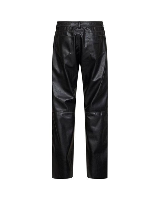 MM6 by Maison Margiela Black Faux Leather Five-Pocket Trousers for men