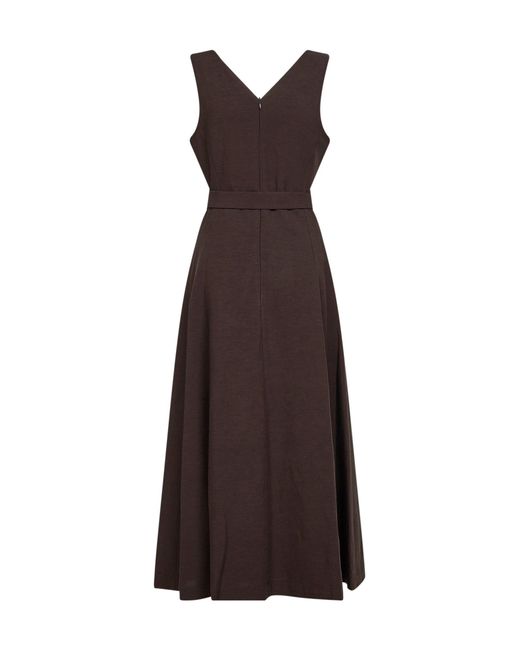 Blanca Vita Purple Mocha Viscose And Linen Apred Belted Midi Dress