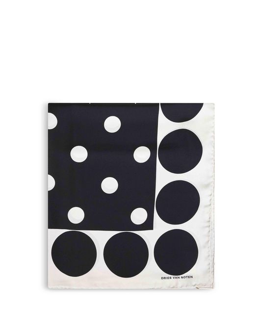 Dries Van Noten Blue Polka Dot-Print Silk Square Scarf
