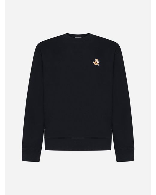 Maison Kitsuné Blue Speedy Fox Patch Cotton Sweatshirt for men