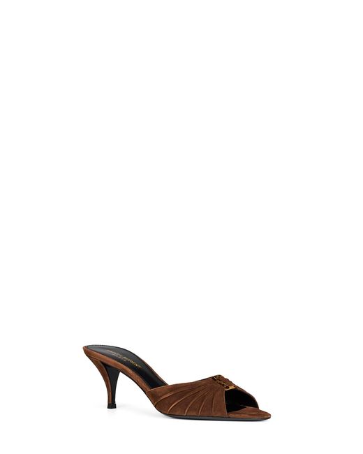 Saint Laurent Multicolor Dark Havana Suede Babylone Mules