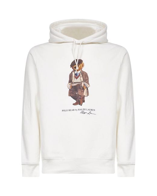 Polo Ralph Lauren White Polo Bear Hoodie for men